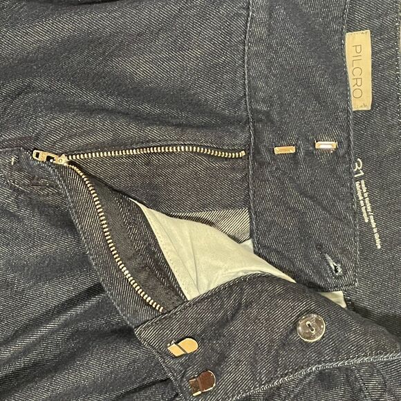 ~~ANTHROPOLOGIE Pilcro Porto 31 Pleated High Rise Tapered Jeans Dark Blue Pocket - Picture 6 of 16